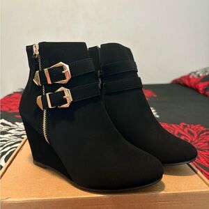 Stylish Black Wedge Ankle Boots